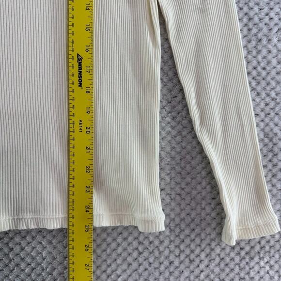 Uniqlo Sweater Womens M Cream Cotton Rib Knit Mock Neck Long Sleeve Fitted - Picture 8 of 12